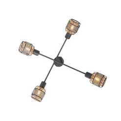 QAZQA Deckenstrahler|Aufbaustrahler*Design-Deckenleuchte Schwarz mit Gold 4-flammig - Noud