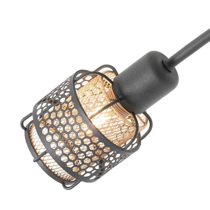 QAZQA Deckenstrahler|Aufbaustrahler*Design-Deckenleuchte Schwarz mit Gold 4-flammig - Noud