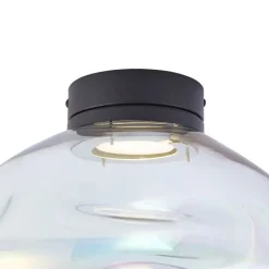 QAZQA Deckenleuchten|Wohnzimmerlampen*Design-Deckenleuchte schwarz mit Regenbogen-Glas - Gemma