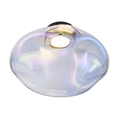 QAZQA Deckenleuchten|Wohnzimmerlampen*Design-Deckenleuchte schwarz mit Regenbogen-Glas - Gemma