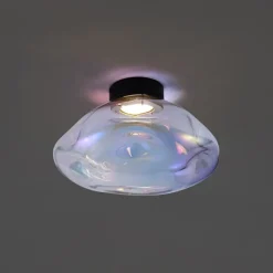 QAZQA Deckenleuchten|Wohnzimmerlampen*Design-Deckenleuchte schwarz mit Regenbogen-Glas - Gemma