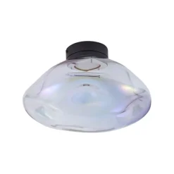 QAZQA Deckenleuchten|Wohnzimmerlampen*Design-Deckenleuchte schwarz mit Regenbogen-Glas - Gemma