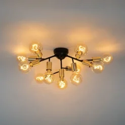 QAZQA Deckenleuchten|Wohnzimmerlampen*Design-Deckenleuchte schwarz mit Gold 12-flammig - Juul