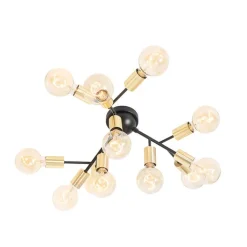 QAZQA Deckenleuchten|Wohnzimmerlampen*Design-Deckenleuchte schwarz mit Gold 12-flammig - Juul