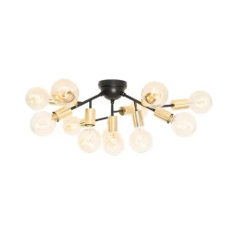 QAZQA Deckenleuchten|Wohnzimmerlampen*Design-Deckenleuchte schwarz mit Gold 12-flammig - Juul