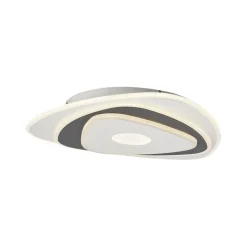 QAZQA Schlafzimmerlampen|Küchenlampen*Design-Deckenleuchte Weiß mit dunkelgrauer organischer Form inkl. LED Dimmbar - Taylor