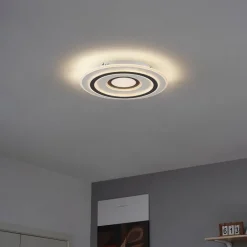 QAZQA Led-Deckenleuchten|Deckenleuchten*Design-Deckenleuchte Weiß mit Dunkelgrau Rund inkl. LED Dimmbar - Taylor