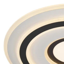 QAZQA Led-Deckenleuchten|Deckenleuchten*Design-Deckenleuchte Weiß mit Dunkelgrau Rund inkl. LED Dimmbar - Taylor