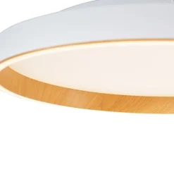 QAZQA Schlafzimmerlampen|Küchenlampen*Design-Deckenleuchte weiß mit Holz 60cm inkl. LED 3-Stufen-Schalter - Ingo