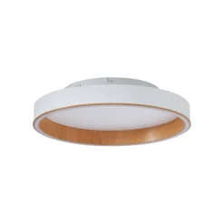 QAZQA Led-Deckenleuchten|Deckenleuchten*Design-Deckenleuchte weiß mit Holz 40cm inkl. LED 3-Stufen-Schalter - Ingo