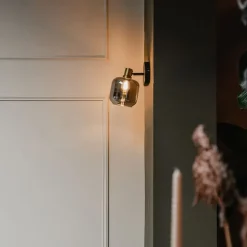 QAZQA Wandstrahler|Deckenstrahler*Design-Deckenspot Schwarz mit Gold mit Rauchglas - Zuzanna