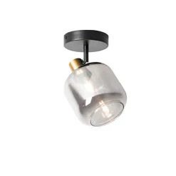 QAZQA Wandstrahler|Deckenstrahler*Design-Deckenspot Schwarz mit Gold mit Rauchglas - Zuzanna