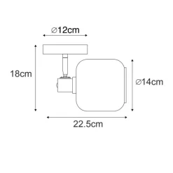QAZQA Wandstrahler|Deckenstrahler*Design-Deckenspot Schwarz mit Gold mit Rauchglas - Zuzanna