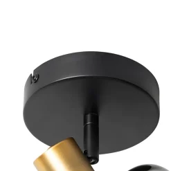 QAZQA Wandstrahler|Deckenstrahler*Design-Deckenspot Schwarz mit Gold mit Rauchglas - Zuzanna