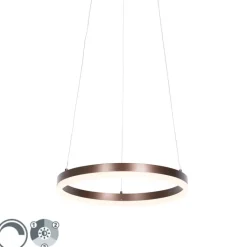 QAZQA Schlafzimmerlampen|Küchenlampen*Design-Hängelampe Bronze 40 cm inkl. LED 3-stufig dimmbar - Anello