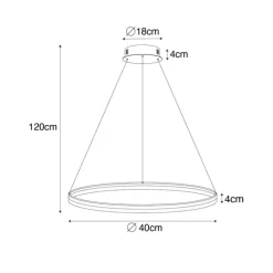 QAZQA Schlafzimmerlampen|Küchenlampen*Design-Hängelampe Bronze 40 cm inkl. LED 3-stufig dimmbar - Anello