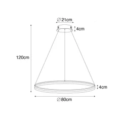 QAZQA Schlafzimmerlampen|Küchenlampen*Design-Hängelampe Bronze 80 cm inkl. LED 3-stufig dimmbar - Anello