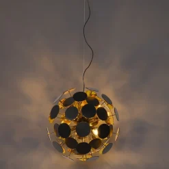 QAZQA Pendelleuchten|Wohnzimmerlampen*Design-Hängelampe in Schwarz und Gold – Cerchio