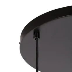 QAZQA Schlafzimmerlampen|Küchenlampen*Design-Hängelampe schwarz mit Messing und braunem Glas 3 Lichter - Zuzanna