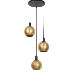QAZQA Pendelleuchten|Wohnzimmerlampen*Design-Hängelampe schwarz mit Goldglas 3-flammig - Bert