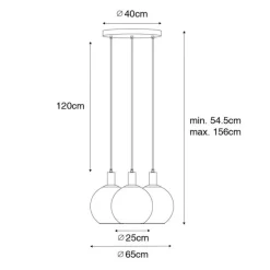 QAZQA Pendelleuchten|Wohnzimmerlampen*Design-Hängelampe schwarz mit Goldglas 3-flammig - Bert