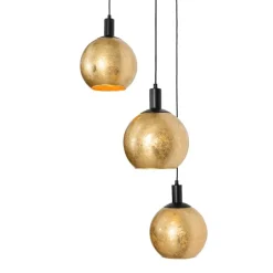 QAZQA Pendelleuchten|Wohnzimmerlampen*Design-Hängelampe schwarz mit Goldglas 3-flammig - Bert