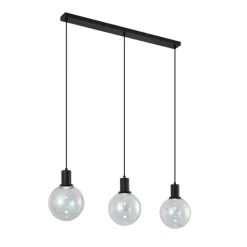 QAZQA Pendelleuchten|Wohnzimmerlampen*Design-Hängelampe schwarz mit Regenbogen-Glas rechteckig 3-flammig - Mallon