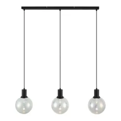 QAZQA Pendelleuchten|Wohnzimmerlampen*Design-Hängelampe schwarz mit Regenbogen-Glas rechteckig 3-flammig - Mallon