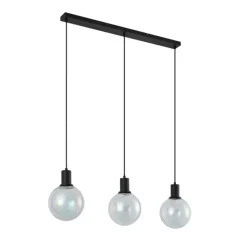 QAZQA Pendelleuchten|Wohnzimmerlampen*Design-Hängelampe schwarz mit Regenbogen-Glas rechteckig 3-flammig - Mallon