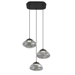 QAZQA Pendelleuchten|Wohnzimmerlampen*Design-Hängelampe schwarz mit Rauchglas 3-flammig - Gus