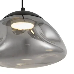 QAZQA Pendelleuchten|Wohnzimmerlampen*Design-Hängelampe schwarz mit Rauchglas 3-flammig - Gus