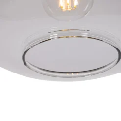 QAZQA Pendelleuchten|Wohnzimmerlampen*Design-Hängelampe schwarz mit Gold und Rauchglas – Kyan