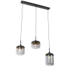 QAZQA Pendelleuchten|Wohnzimmerlampen*Design-Hängelampe schwarz mit Gold und Rauchglas 3-flammig - Kyan