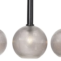 QAZQA Pendelleuchten|Wohnzimmerlampen*Design-Hängelampe schwarz mit Rauchglas 4-flammig - Chico