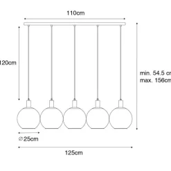 QAZQA Pendelleuchten|Wohnzimmerlampen*Design-Hängelampe schwarz mit Goldglas 5-flammig - Bert
