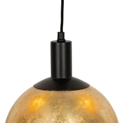 QAZQA Pendelleuchten|Wohnzimmerlampen*Design-Hängelampe schwarz mit Goldglas 5-flammig - Bert