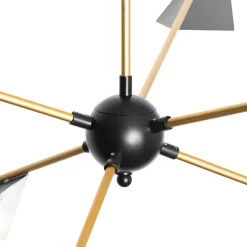 QAZQA Pendelleuchten|Wohnzimmerlampen*Design-Hängelampe Schwarz mit Gold 6-flammig - Sinem