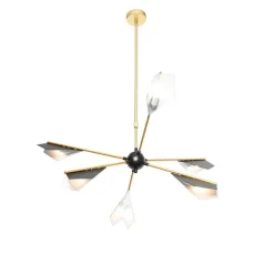 QAZQA Pendelleuchten|Wohnzimmerlampen*Design-Hängelampe Schwarz mit Gold 6-flammig - Sinem