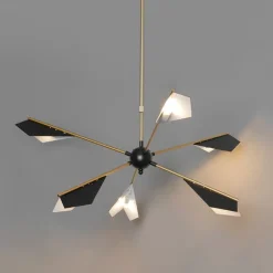 QAZQA Pendelleuchten|Wohnzimmerlampen*Design-Hängelampe Schwarz mit Gold 6-flammig - Sinem