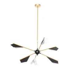 QAZQA Pendelleuchten|Wohnzimmerlampen*Design-Hängelampe Schwarz mit Gold 6-flammig - Sinem