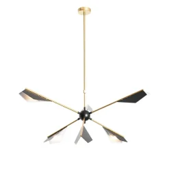 QAZQA Pendelleuchten|Wohnzimmerlampen*Design-Hängelampe Schwarz mit Gold 6-flammig - Sinem