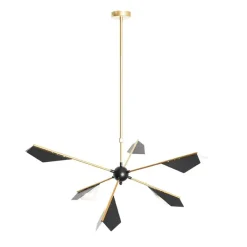 QAZQA Pendelleuchten|Wohnzimmerlampen*Design-Hängelampe Schwarz mit Gold 6-flammig - Sinem