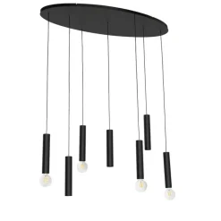 QAZQA Pendelleuchten|Wohnzimmerlampen*Design-Hängelampe schwarz oval 7-flammig - Tuba