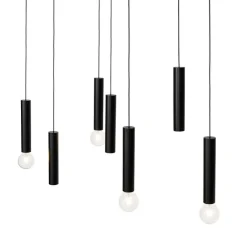 QAZQA Pendelleuchten|Wohnzimmerlampen*Design-Hängelampe schwarz oval 7-flammig - Tuba