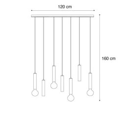 QAZQA Pendelleuchten|Wohnzimmerlampen*Design-Hängelampe schwarz oval 7-flammig - Tuba
