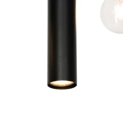 QAZQA Pendelleuchten|Wohnzimmerlampen*Design-Hängelampe schwarz oval 7-flammig - Tuba