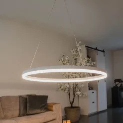 QAZQA Schlafzimmerlampen|Küchenlampen*Design-Hängelampe weiß 80 cm inkl. LED 3-stufig dimmbar - Anello