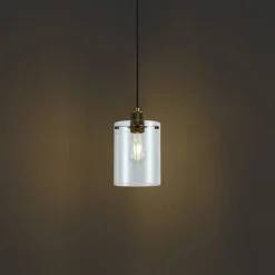 QAZQA Pendelleuchten|Wohnzimmerlampen*Design-Hängeleuchte Bronze mit Klarglas - Domo