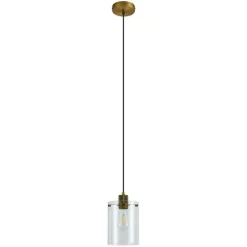 QAZQA Pendelleuchten|Wohnzimmerlampen*Design-Hängeleuchte Bronze mit Klarglas - Domo