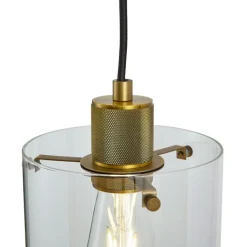 QAZQA Pendelleuchten|Wohnzimmerlampen*Design-Hängeleuchte Bronze mit Klarglas - Domo